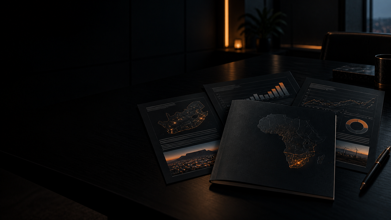 Illustrative data reports on a desk